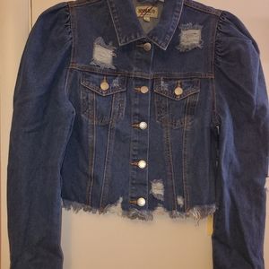 Distressed Jean Jacket in size Small Med Large